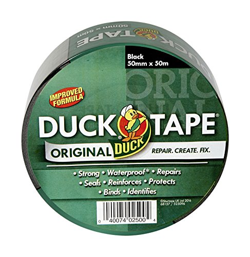Duck Tape 260131 Original, schwarz, verbesserte Formel, hohe Festigkeit, wasserdicht, Gaffer- und Duct-Klebeband, Reparaturband, 50 mm x 50 m von Duck