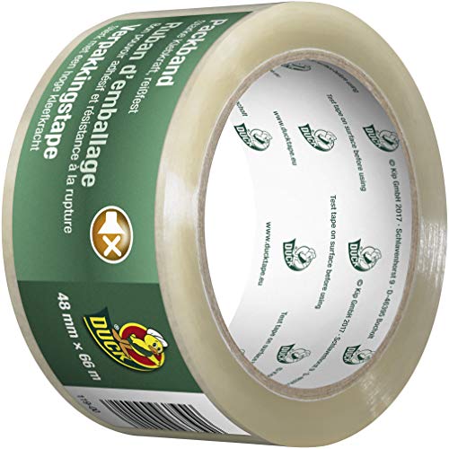 Duck Packung mit 1 Rolle mit 48 mm x 66 m transparentem Klebeband von Duck