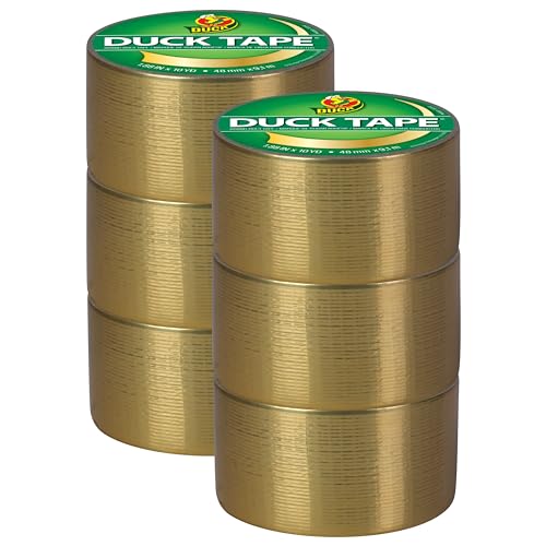 Duck Tape Gewebe-Klebeband, einfarbig, Gold, 48 mm x 9,1 m, 6 Stück von Duck