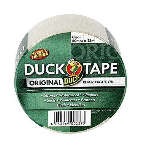 Duck Tape Original durchsichtiges Klebeband, verbesserte Formel, hohe Festigkeit, wasserdicht, Gaffer- und Dukt-Klebeband, Reparaturband, 50 mm x 25 m von Duck