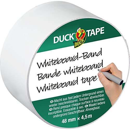 DUCK 105-01 Klebeband Whiteboard – Beschreibbares Klebeband zum Ordnen, Planen, Beschriften & Organisieren– 48mm x 4,5m von Duck