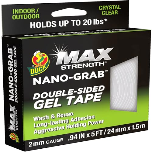 Duck Brand Max Strength Nano-Grab doppelseitiges Gelband: 0.94 in. x 5 ft. (klar) von Duck