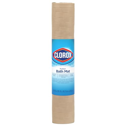 Clorox Badematte aus Gummi, rutschfest mit Saugnäpfen, Taupe, 18 x 36 Zoll von Duck