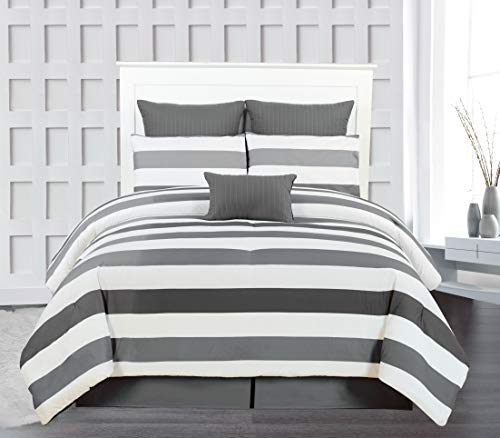 Duck River Darby Striped Comforter Set, King, Charcoal-Grey von Duck River Textile