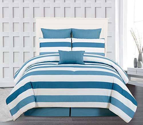 Duck River Darby Striped Comforter Set, Queen, Blue-Navy von Duck River Textile