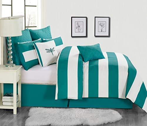 Duck River Delia Cabana Stripe Comforter Set, Queen, Dusty-Teal von Duck River Textile