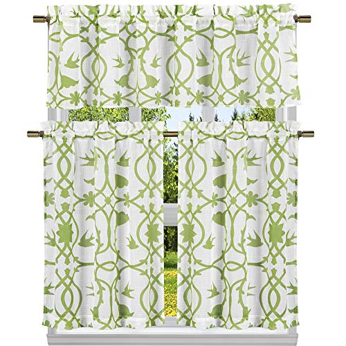 Duck River Textile Küchengardine und Etagen-Set, geometrisch, Apfelgrün, 70 x 70 cm von Duck River Textile