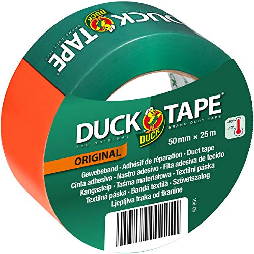 Duck Tape Original Gewebeband, das Original Duct Tape | Klebeband extra stark für Innen- und Außenbereich | wetterfestes & wasserdichtes Panzerband für Reparaturen & Befestigen 50 mm x 25 m orange von Duck