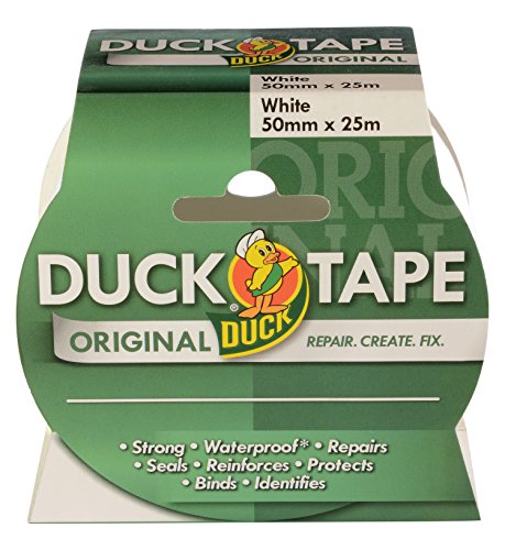 Duck Tape Original, Weiß, 50 mm x 25 m Das hochfeste, wasserdichte Gaffer- und Rohr-Klebeband, Reparaturband. von Duck