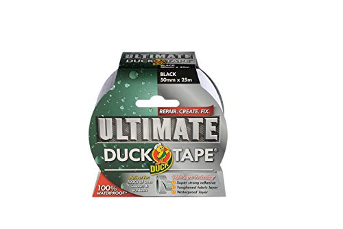 Duck Tape Ultimate Gewebeband, schwarz, 50 mm x 25 m, das ultimative, hochfeste, wasserdichte Gaffer- und Reparaturband, Gewebeband von Duck