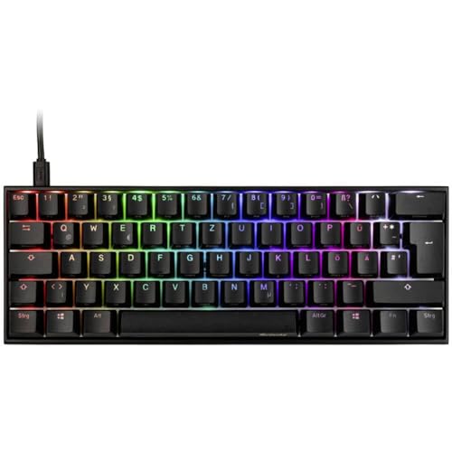 Ducky Mecha Mini Gaming Tastatur inklusive RGB-Beleuchtung mit MX Speed Silver Switches, 60% Größe, Metallgehäuse, deutsches Tastenlayout (ISO) von Ducky