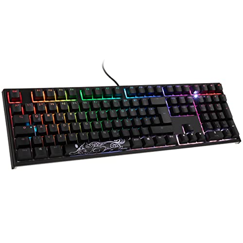 Ducky ONE 2 Backlit PBT Gaming Tastatur mit LED, Cherry MX Red Switches, Mechanische Tastatur Deutsches Layout, Full Size Tastatur QWERTZ, Tastatur Kabelgebunden Beleuchtet (Schwarz) von Ducky