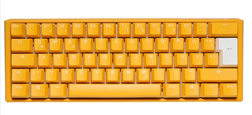 Ducky One 3 Yellow - Mechanische Gaming Tastatur Deutsches Layout im Mini-Format (60% Keyboard) mit Cherry MX Silent Red Switches, Hot-Swap-fähig und RGB-Beleuchtung von Ducky