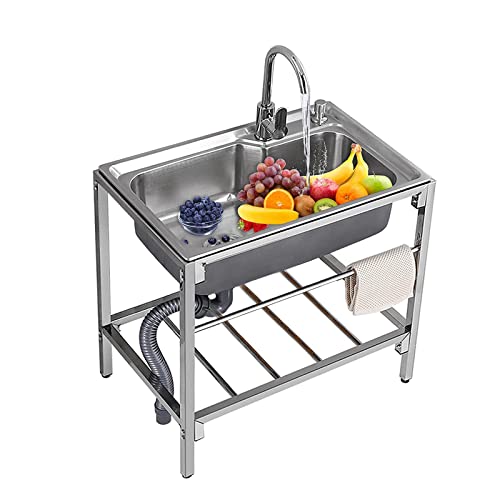 Ducunsheng Outdoor Spüle Edelstahl Spülenschrank - Camping Waschbecken Für Garage Garten Bar Singleküche Outdoor Edelstahl Spüle, Einfach Zu Säubern, Mobiles Spülenschrank Mit Spüle Und Armatur von Duchunsheng