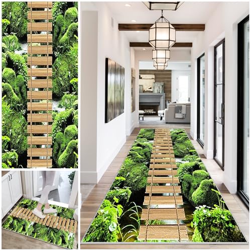 Teppich Läufer Flur Küche Lang Rutschfest Küchenteppich Teppichläufer 120 x 350 cm Waschbarer Eingangsmatte Küchenläufer Bettvorleger Kurzflor Flurläufer Teppich Flur für küche Schlafzimmer Eingang von DueQizy