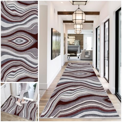 Teppich Läufer Flur Küche Lang Rutschfest Küchenteppich Teppichläufer 50 x 400 cm Waschbarer Eingangsmatte Küchenläufer Bettvorleger Kurzflor Flurläufer Teppich Flur für küche Schlafzimmer Eingang von DueQizy