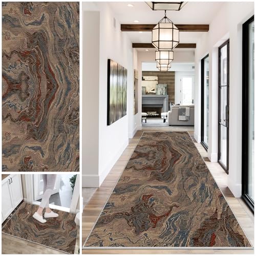 Teppich Läufer Flur Küche Lang Rutschfest Küchenteppich Teppichläufer 80 x 500 cm Waschbarer Eingangsmatte Küchenläufer Bettvorleger Kurzflor Flurläufer Teppich Flur für küche Schlafzimmer Eingang von DueQizy