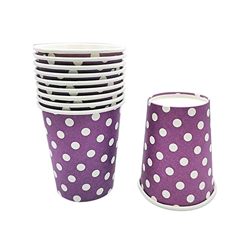 Duendhd Packung mit 10 250 Ml Becher - Polka Design - Sommer BBQ Party Einweg Geschirr - Farbe Lila von Duendhd