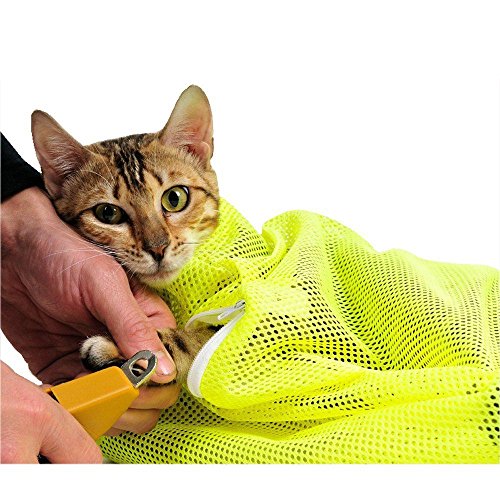 Haustier-Katzen-Pflege-waschende -Tasche, verkratzende beissende Rueckhalte-Polyester-Ineinander greifen-Tasche Fuer Dusche, Reinigungs-Ohr, Ausschnitt-Naegel, Medizin-Fuetterung von Duendhd