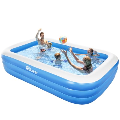 Duerer Aufblasbare Pool, rechteckig, Familienpool für den Garten, Aufblasbare Schwimmbäder, Sommerwasserparty, Schwimmzentrum für Kinder, Erwachsene, Outdoor, Easy Set - 241cm x 142cm x 56cm von Duerer