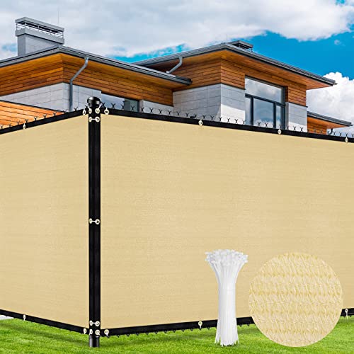 Duerer Sichtschutz Zaun 1.8 x 15.2m Gartenzaun Schattiernetz mit ösen 170g/m² Blockade UV-Schutz Outdoor Windschutz Sonnenschutz Sichtschutz Gewebe Hinterhof im Freien, Terrasse mit Kabelbinder, Sand von Duerer