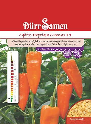 Spitzpaprika Paprika Samen Oranos F1 Spitzpaprikasamen 6 Korn Gemüse Balkon Hochbeet Garten Saatgut Dürr Samen von Dürr-Samen