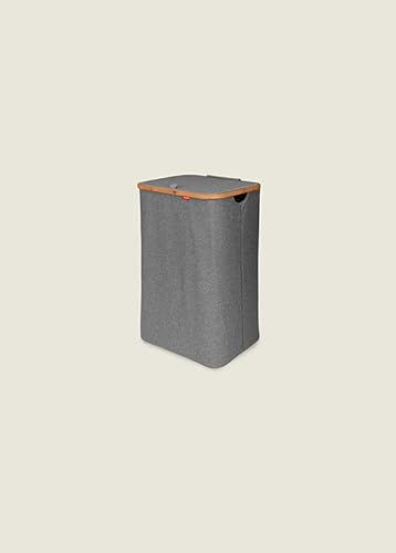 Duett Wäschekorb mit Deckel Bambusrahmen grau von Duett