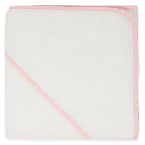 Duffi Baby - Baby Badetuch mit Kapuze zum Sticken, Bademantel für Kinder, 80 x 80 cm, 100% Baumwolle, super weich, saugfähig, Jungen und Mädchen, Farbe: Weiß Rosa. 1196-06 von Duffi Baby