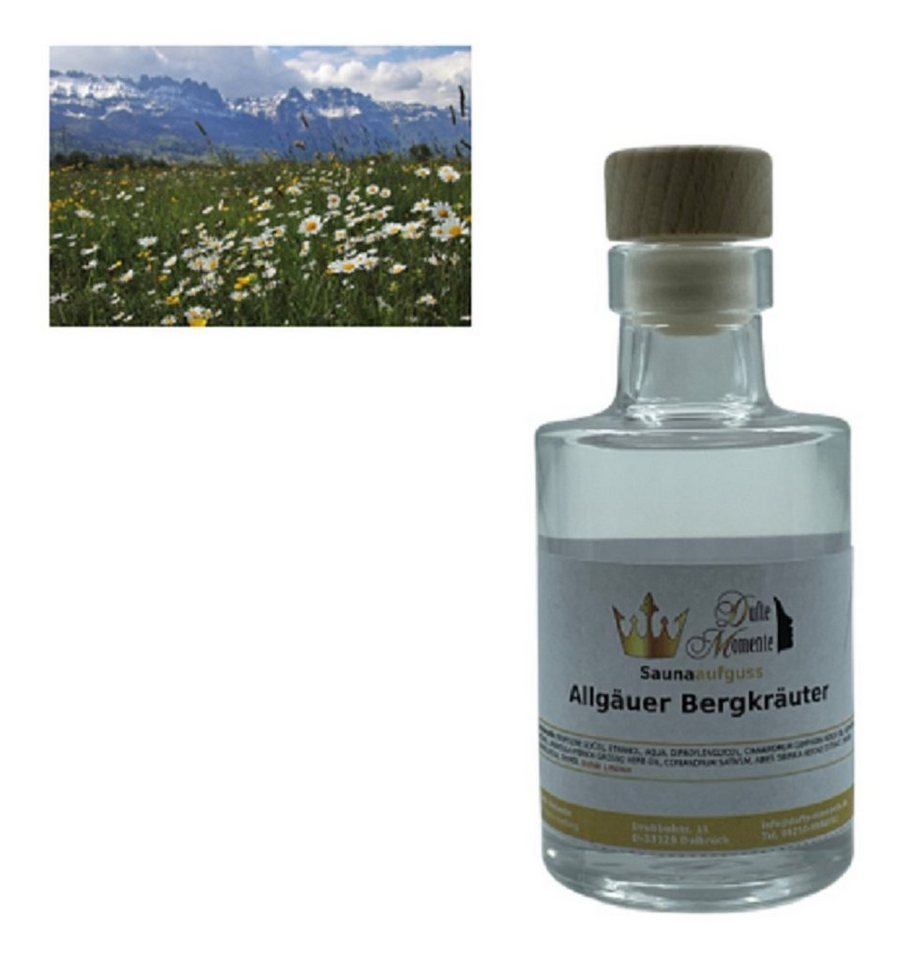 Dufte Momente Sauna-Aufgussset Allgäuer Bergkräuter 100ml in Glasflasche (1-tlg) vegan und ohne Tierversuche von Dufte Momente