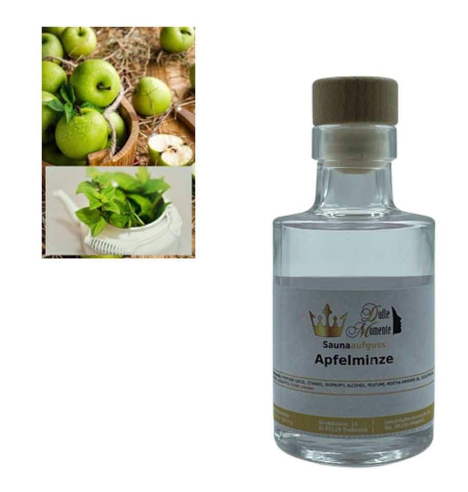 Dufte Momente Sauna-Aufgussset Apfel Minze 100ml in Glasflasche (1-tlg) vegan und ohne Tierversuche von Dufte Momente