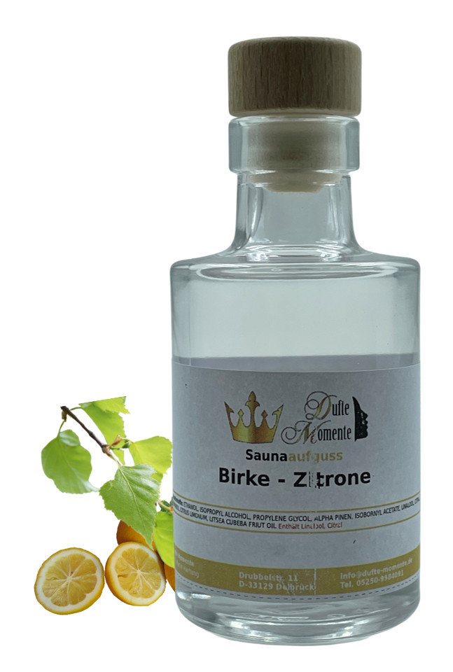 Dufte Momente Sauna-Aufgussset Birke Zitrone 100ml in Glasflasche (1-tlg) vegan und ohne Tierversuche von Dufte Momente