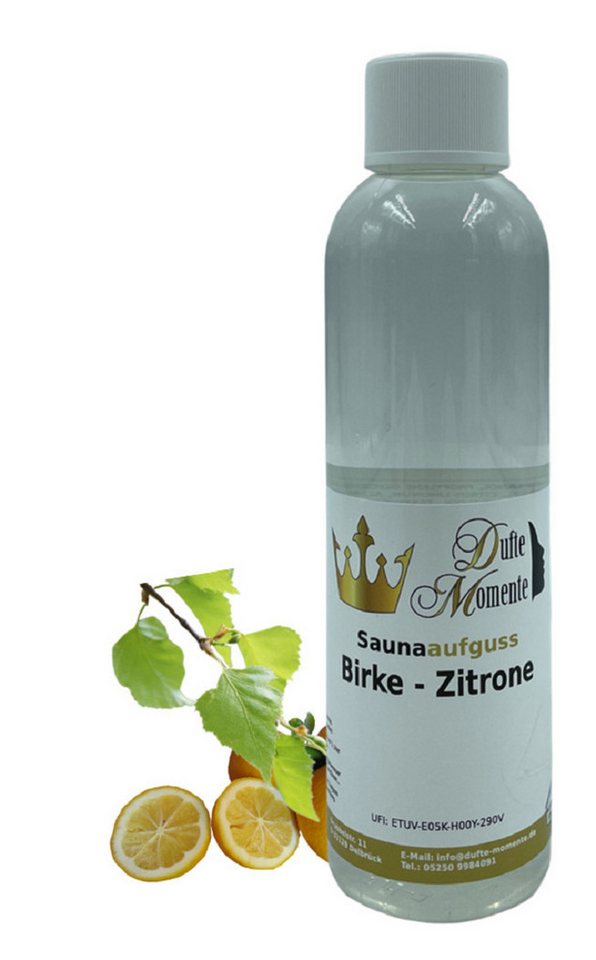 Dufte Momente Sauna-Aufgussset Birke-Zitrone 250ml (1-tlg) naturreine ätherische Öle, vegan, ohne Tierversuche von Dufte Momente