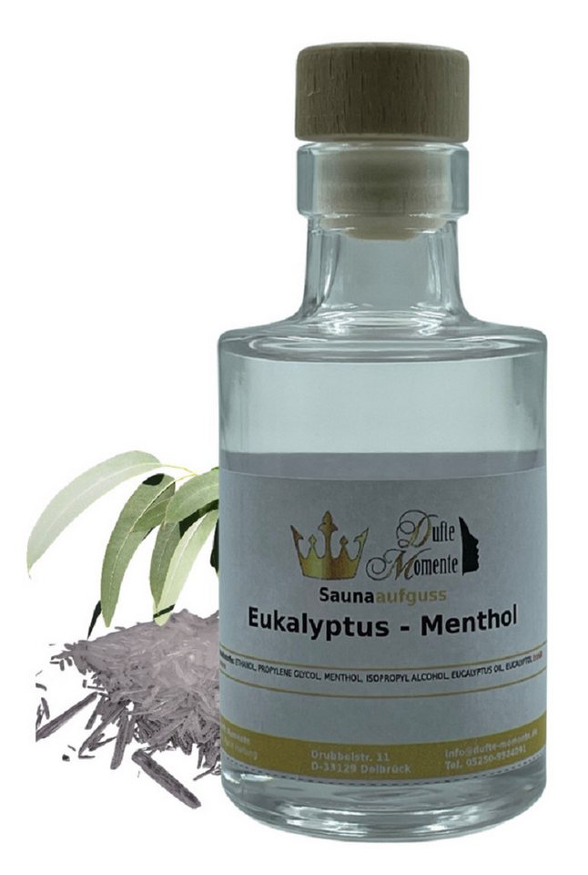 Dufte Momente Sauna-Aufgussset Eukalyptus Menthol 100ml in Glasflasche (1-tlg) vegan und ohne Tierversuche von Dufte Momente