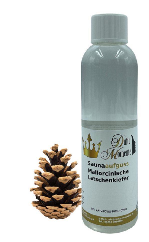 Dufte Momente Sauna-Aufgussset Saunaduft Mallorcinische Latschenkiefer 250ml (1-tlg) naturreine ätherische Öle, vegan, ohne Tierversuche von Dufte Momente