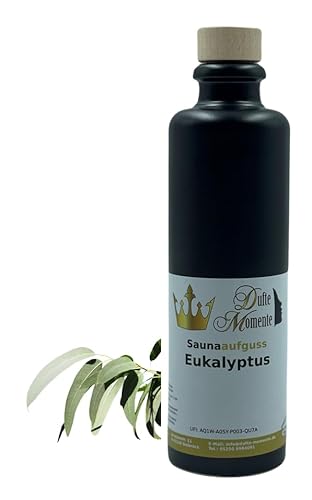 Dufte Momente | Saunaduft Eukalyptus 200ml in Steinzeugflasche mit Korkmündung | mit ätherischem Öl | vegan, ohne Tierversuche | in gewohnter Premiumqualität von Dufte Momente