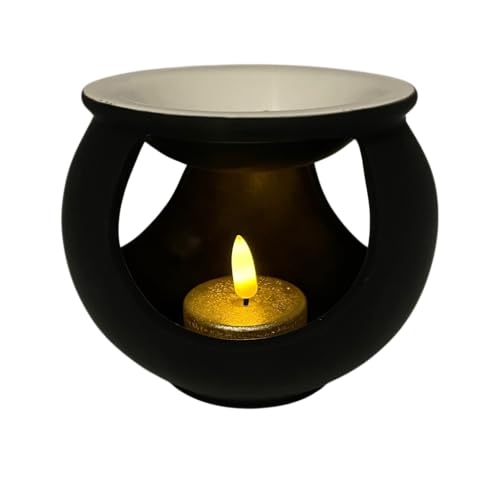 Dufte Momente hochwertige Duftlampe aus Keramik mit Silikon aus Galvan – Aroma Lampe inklusive Teelicht (schwarz) von Dufte Momente