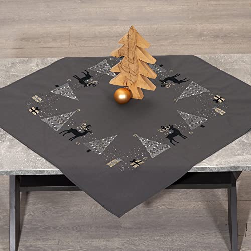 Duftin Stickset Vorgedruckt - Tischdecke 72x72 cm EDLER WEIHNACHTSLUXUS - DIY Bastelset Erwachsene zum Sticken MIT Stickvorlage & Sticknadel und Stickgarn von Duftin