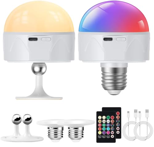 Dufuso USB-C Wiederaufladbare Glühbirne mit Batterie, Akku Glühbirne mit Fernbedienung und Timing-funktion, 3 Farben Dimmbar, Aufladbare Glühbirne Outdoor Camping Notlicht Mit Haken/2 Stück Dufuso USB-C Wiederaufladbare Glühbirne mit Batterie, Akku Glühbirne mit Fernbedienung und Timing-funktion, 3 Farben Dimmbar, Aufladbare Glühbirne Outdoor Camping Notlicht Mit Haken/2 Stück von Dufuso