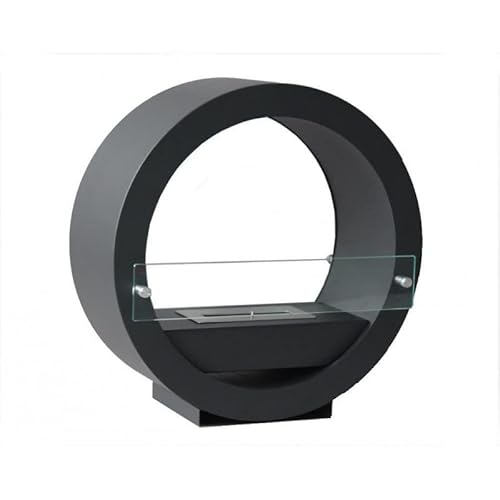 Bio Kamin David Dugez Wand oder Unterputz Mod Vog04 62 cm schwarz mit Glas und verstellbarem Brenner Stahl 1,5 Liter Thermoofen von Dugez