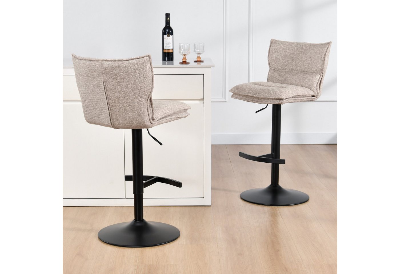 Duhome Barhocker (5501A1), 2er Set, Barstuhl Drehbar aus Bouclé von Duhome