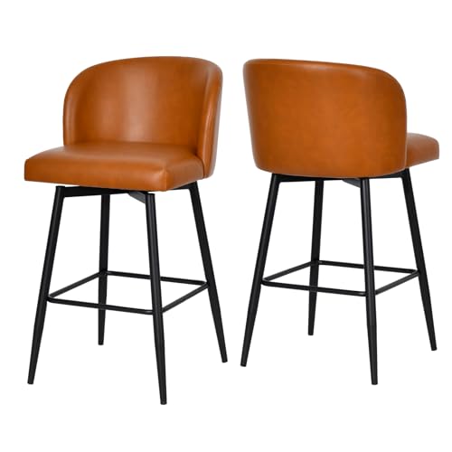 Duhome Barhocker 2er Set Barstuhl 360° Drehbar Küchenstuhl aus PU Bistrohocker mit Fußstütze Tresenhocker mit Rückenlehne, Braun Duhome Barhocker 2er Set Barstuhl 360° Drehbar Küchenstuhl aus PU Bistrohocker mit Fußstütze Tresenhocker mit Rückenlehne, Braun von Duhome
