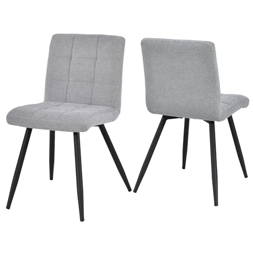 Duhome Esszimmerstühle 2er Set Küchenstuhl Wohnzimmerstuhl Polsterstuhl aus Boucle Polsterstoff mit Metallbeine für Küche Esszimmer Wohnzimmer, Grau von Duhome
