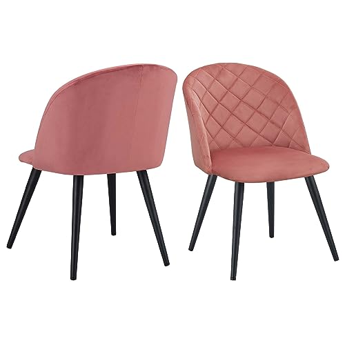Duhome Esszimmerstuhl Set Samt, Schminktisch Stuhl Retro Design Polsterstuhl mit Rückenlehne für Küche Esszimmer Lounge Wohnzimmer, Pink von Duhome