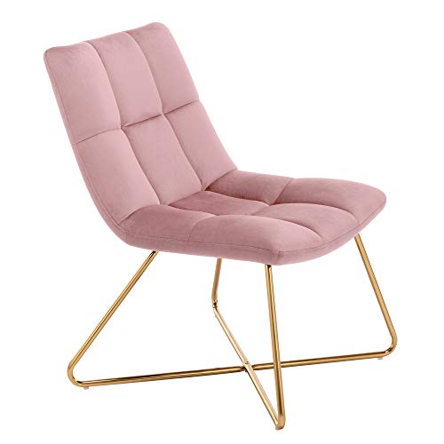 Duhome Gepolsterter Sessel, Lehnstuhl Lounge Sessel aus Samgtstoff Polstersessel mit Gold Metallbeinen für Wohnzimmer Schlafzimmer, Hellrosa von Duhome
