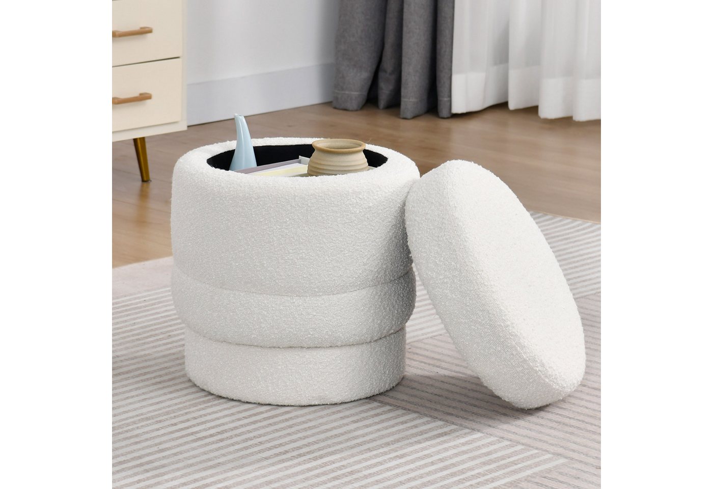 Duhome Hocker (9268B1), Rund Polsterhocker mit Stauraum Sitzhocker mit Deckel Stauhocker von Duhome