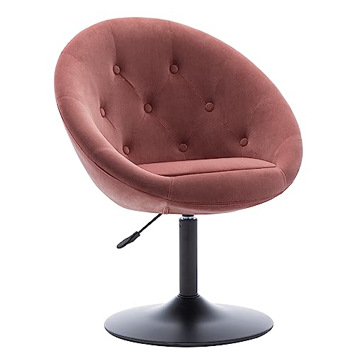 Duhome Loungesessel Höhenverstellbar Samt, Schminktisch Stuhl Drehstuhl Cocktailsessel mit Armlehne für Wohnzimmer Esszimmer Schlafzimmer, Pink von Duhome