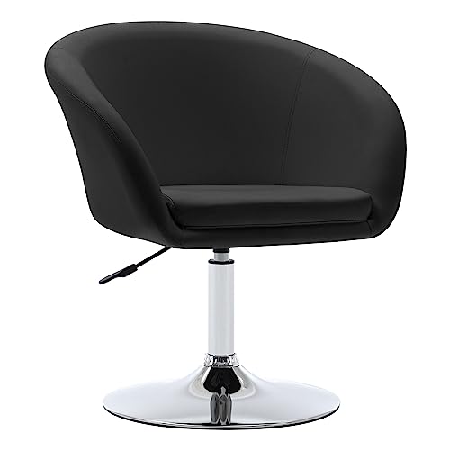 Duhome Schminkstuhl Höhenverstellbar, Lounge Sessel aus Kunstleder Drehbar Cocktailsessel Drehstuhl mit Armlehne für Wohnzimmer Esszimmer Schlafzimmer, Schwarz von Duhome