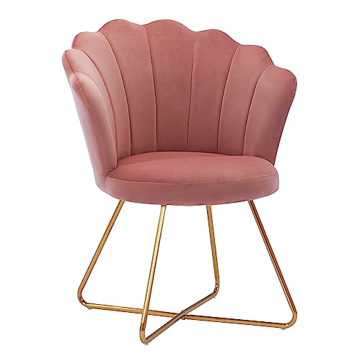 Duhome Schminkstuhl Samt, Polstersessel Polsterstuhl mit Metallgestell Samtstuhl Sessel für Wohnzimmer Schlafzimmer Schminktisch, Rosa von Duhome