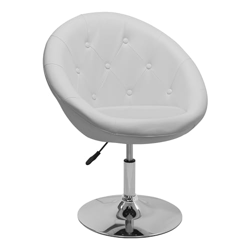 Duhome Loungesessel Höhenverstellbar Kunstleder, Schminktisch Stuhl Drehstuhl Cocktailsessel mit Armlehne für Wohnzimmer Esszimmer Schlafzimmer, Weiß von Duhome
