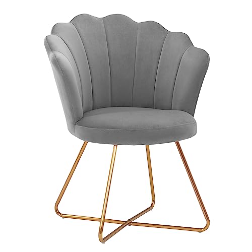 Duhome Schminkstuhl Samt, Polstersessel Polsterstuhl mit Metallgestell Samtstuhl Sessel für Wohnzimmer Schlafzimmer Schminktisch, Grau von Duhome